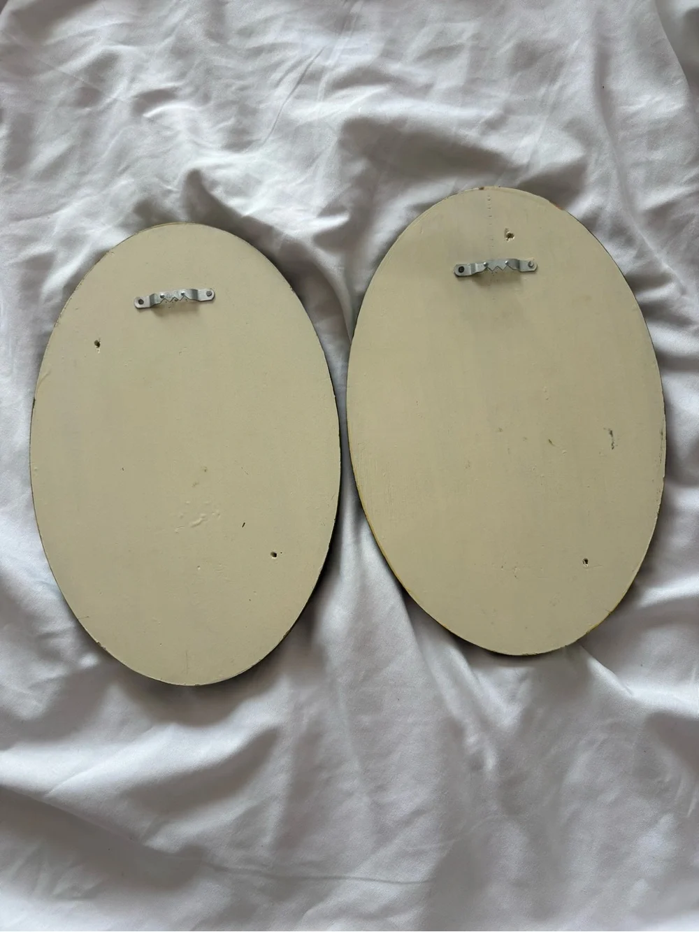 Vintage hand painted fruit oval wooden wall hanging plaques pear orange home